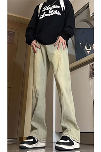 美式高街渐变水洗牛仔裤男款微喇拼接潮牌裤子复古KZ014P63加绒73图片