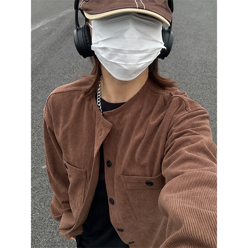 优优库平替灯芯绒衬衫秋冬款休闲宽松圆领长袖衬衣CS331-P35,男装衬衫,星座301C-5