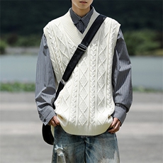 韩系叠穿复古麻花针织衫马甲男学院风早秋穿搭上衣服背心9097P58，男装背心/马甲，电商B312