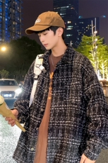 特批P55无差价24秋新高街痞帅小香风夹克男千鸟格长袖外套J25025，男装夹克，电商A001