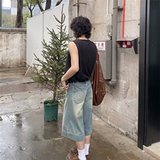 夏季薄款破洞牛仔短裤男美式复古宽松中裤潮牌街头百搭五分裤，男装牛仔裤，星座506A