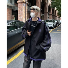 连帽冲锋衣外套男运动潮牌长袖外穿纯色2024冬季ins夹克W6227-P58，男装夹克，星座412-2