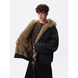 8XL-M 复古双面加厚毛绒皮草短款工装派克服外套MY1707P158控188图片