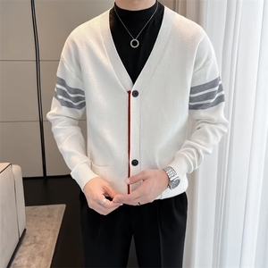 秋冬季tb针织开衫毛衣薄时尚外套加大码条纹修身休闲男女 S564图片