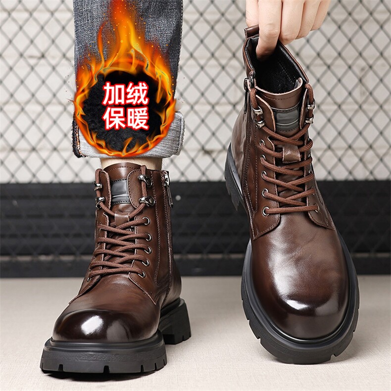 X4443-275新款冬季男士马丁靴男加绒休闲男靴高帮男鞋,男鞋马丁靴,星座1407-3