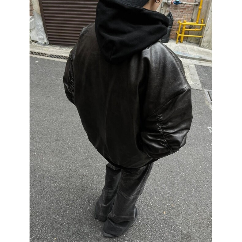 美式重磅假两件连帽pu皮棉服807-3-JKM201-P120,男装棉衣,星座807-3