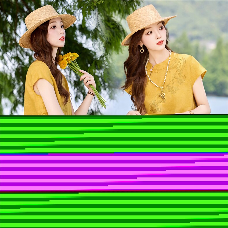 新中式上衣女2025夏新款阔太太洋气高贵高端超火国风亚麻短袖衬衫,女装衬衫,歌伊格美
