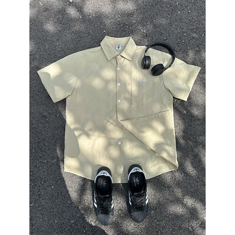 夏季新款速干短袖刺绣衬衫潮流港风宽松百搭男半袖 CS285-P35图片