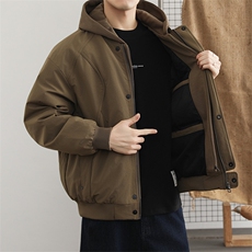假两件羽绒服男士2025冬季潮流痞帅加厚连帽工装上衣男生外套，男装羽绒服，星座914