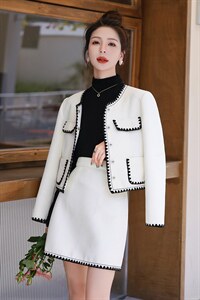 2022小香风法式特种绣边套装女小众设计感裙两件套裙显瘦图片