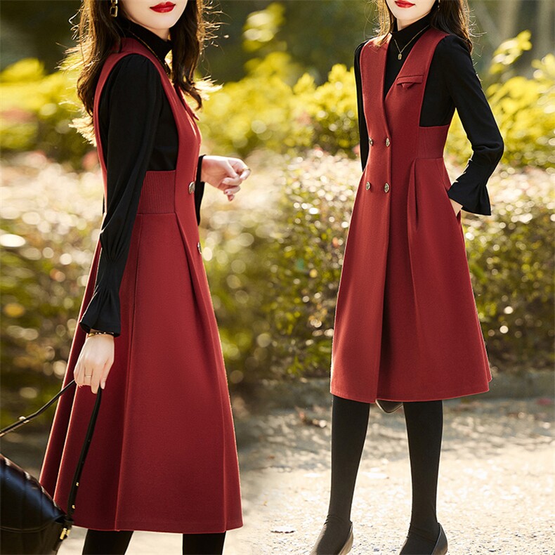 2022秋冬新款时尚休闲舒适气质修身显瘦两件套，女装套装/套裙，魅丽静蓝