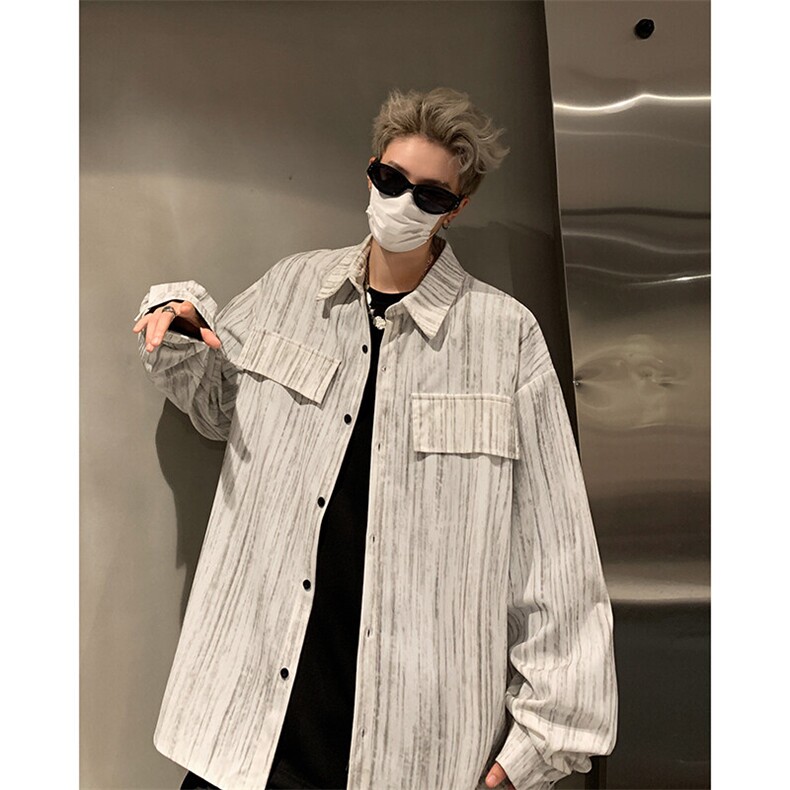 【现货】CS7133-P38特控68大码灯芯绒印花长袖衬衫外套，男装衬衫，电商D232