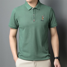 品牌男装丝光棉纯色短袖T恤翻领POLO衫刺绣体恤商务休闲夏季男P55，男装T恤，钱塘6003A(原)4033A