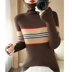 2025年秋季时尚百搭通勤简约休闲套头条纹衫，女装羊毛衫，大美人包芯纱店