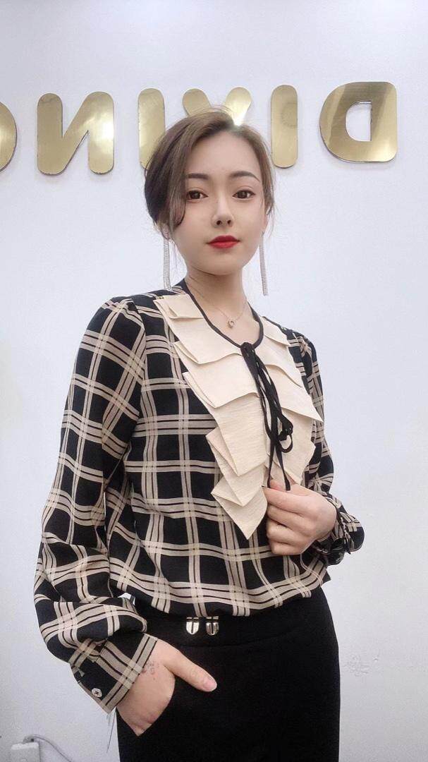 春季韩系格子衬衫，女装衬衫，帝瀛 DY