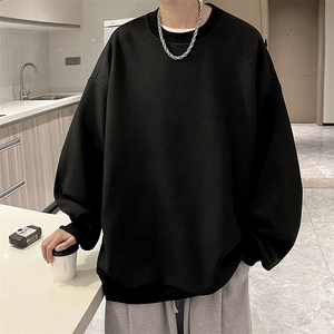 华夫格卫衣圆领卫衣男大码长袖t恤男外套 HW76099-P30加绒款-P40图片
