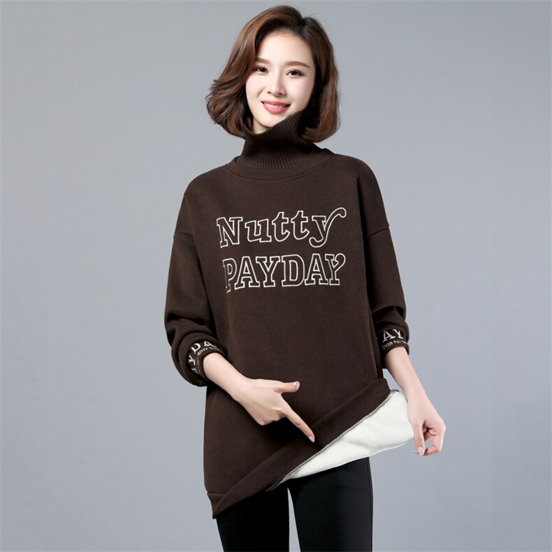 2020年秋季新款韩版休闲百搭高领卫衣女中长款打底衫秋冬上衣服,女装卫衣/绒衫,简韵佳