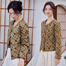 2025年秋季新款民族风粗花呢外套复古风呢大衣，女装短外套，慕依路