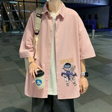 ！夏款港风冰丝衬衣男黑寸衫男白短袖衬衫男DXC285-P30，男装衬衫，电商B371