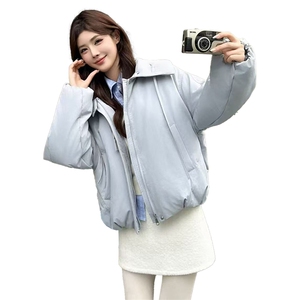 时尚立领短款羽绒服女2025冬新款小个子宽松显瘦保暖白鸭绒外套图片