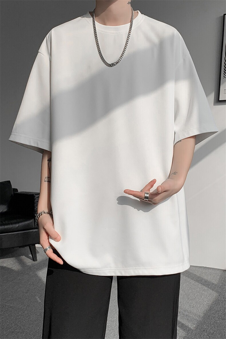 8XL-M高品质重磅棉光版纯色短袖T恤百搭款半截袖五分袖DX332特P23,男装T恤,电商D206-1
