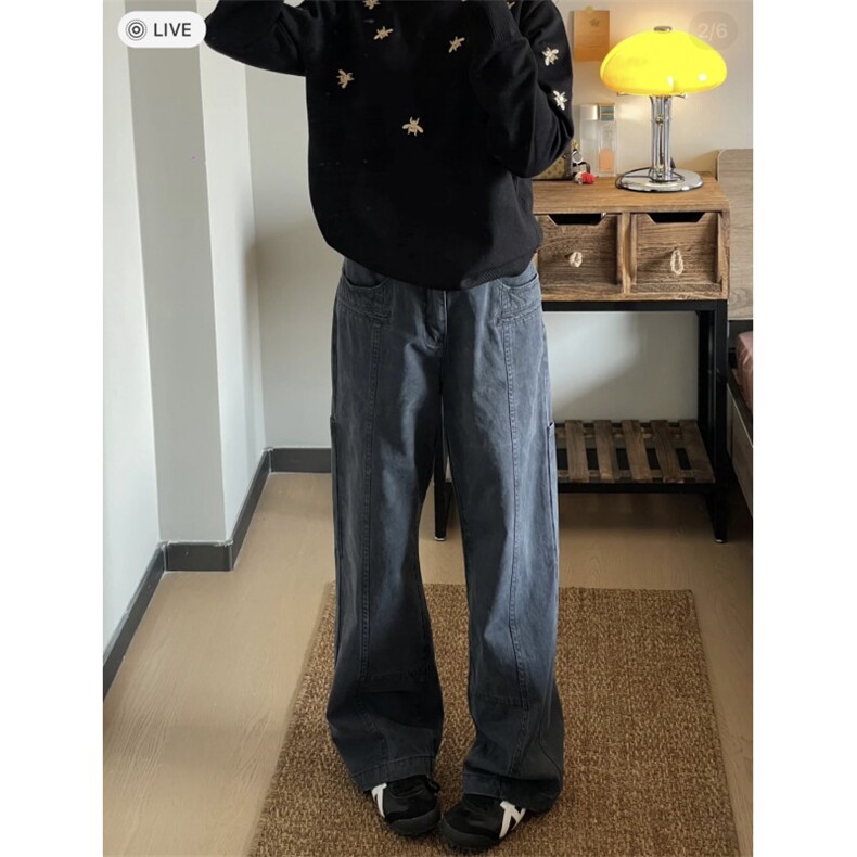 美式军绿色伐木工装裤宽松直筒复古高街潮牌伞兵阔腿裤DG01P65特,男装工装外套,电商D256