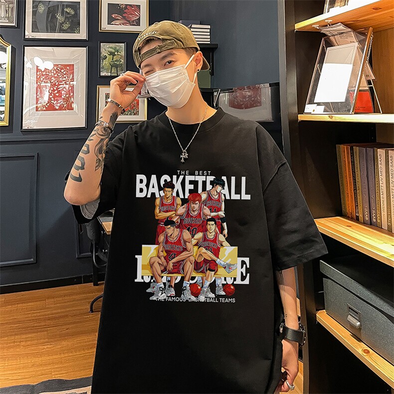 灌篮高手动漫重磅宽松印花情侣短袖大码T恤衫男D301P28控39,男装T恤,电商A335-1（原A458）