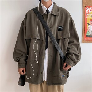新款2022日系工装外套男潮流复古宽松翻领夹克休闲上衣 W5357-P62图片