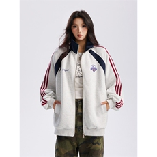 重磅400克三条杠撞色立领卫衣开衫男秋冬季宽松上衣P75X128，男装卫衣，星座803