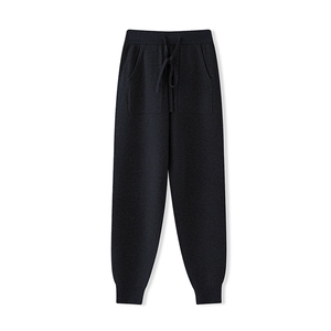 秋冬新款高腰显瘦纯色休闲裤女 简约百搭软糯小脚裤 舒适保暖，女装休闲裤，万谦羊绒