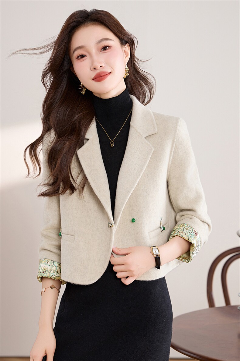 柔软亲肤双面呢大衣女2025新款时尚复古新风双面呢,女装毛呢外套,英标秀（1C119）