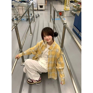 TC555-P45格子衬衫叠穿防晒上衣宽松显瘦衬衣图片