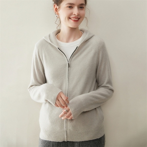 2025年秋季新款百搭女士一线lp拉链连帽开衫，女装羊绒衫，纳丰羊绒