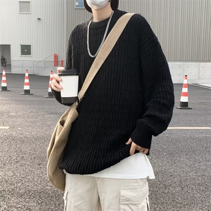 毛衣男2024秋冬新款重磅圆领宽松百搭简约男女款针织线衣7009/P42图片