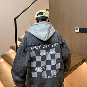 2025春秋季新款棋盘格牛仔外套潮水洗工装夹克JK1058-P88 118图片