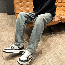 男士直筒牛仔裤微磨毛设计简约休闲破洞裤610A-1-K3701-P58，男装牛仔裤，星座610A-1