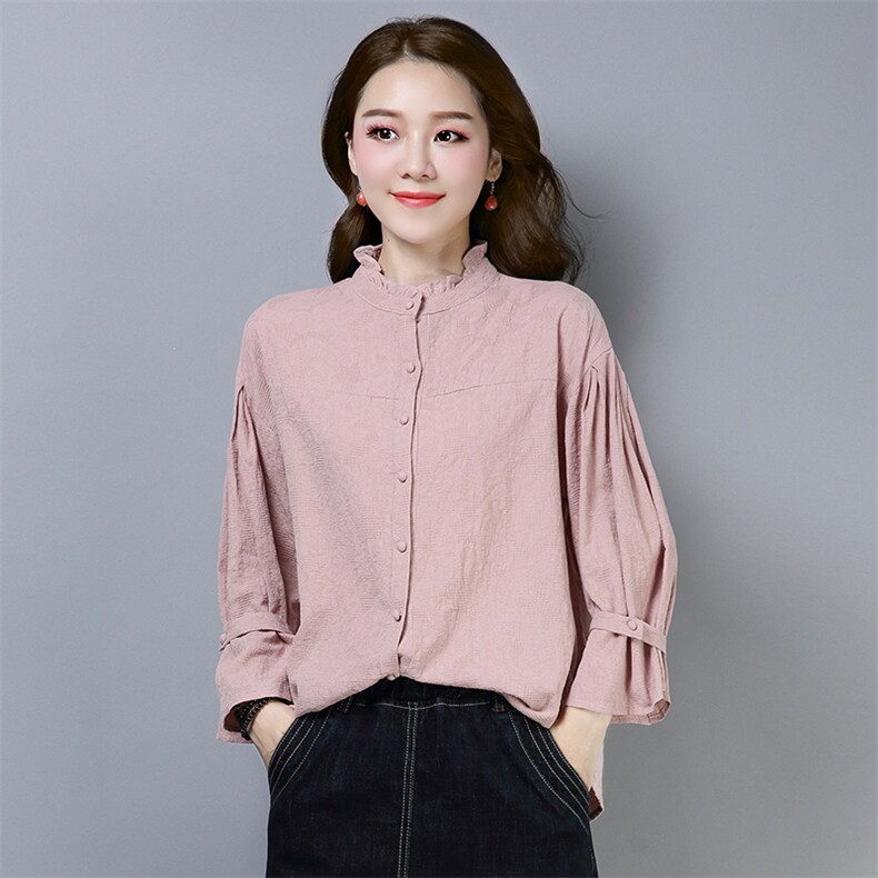 蕾丝衫/雪纺衫2021年春季圆领长袖纯色修身显瘦百搭潮流简约个性，女装蕾丝衫/雪纺衫，独衣靓