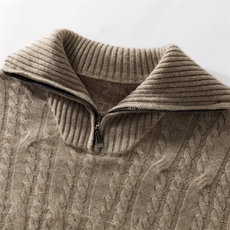 男士翻领毛衣秋冬季新款舒适潮流时尚百搭宽松羊绒衫，男装羊绒套衫，忠诺羊绒高端店