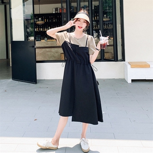 黑色赫本风法式两件连衣裙女2025夏新款小个子宽松收腰显瘦初恋裙图片