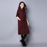 中长款直筒口袋长袖圆领纯色连衣裙2020年冬季韩版百搭，女装针织衫/毛衣，独衣靓