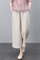 天丝亚麻裤女夏季薄款2025新款小个子妈妈休闲防晒裤子夏天阔腿裤，女装休闲裤，忆绮罗