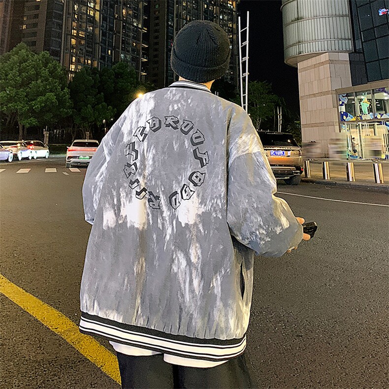 港风雾点棒球领百搭休闲宽松夹克外套男XZ214-8JK806P65,男装夹克,星座1204-3