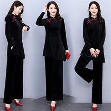 现货金丝绒时尚优雅潮流舒适套装2022年春季圆领个性气质款，女装套装/套裙，韩然一族