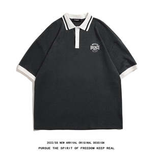 白底23夏季韩版时尚设计感拼接情侣短袖T恤POLO衫 PL281 P45控68图片