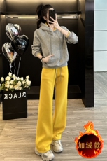 秋冬新款加绒加厚时尚休闲运动两件套女宽松显瘦卫衣长裤套装，女装套装/套裙，江南