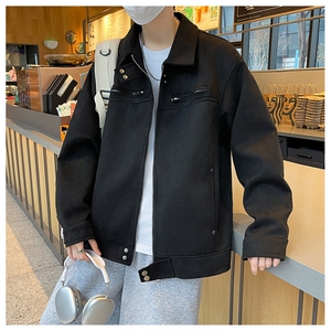 高品质秋款男工装拉链夹克麝皮绒宽松休闲外套J015 P70图片