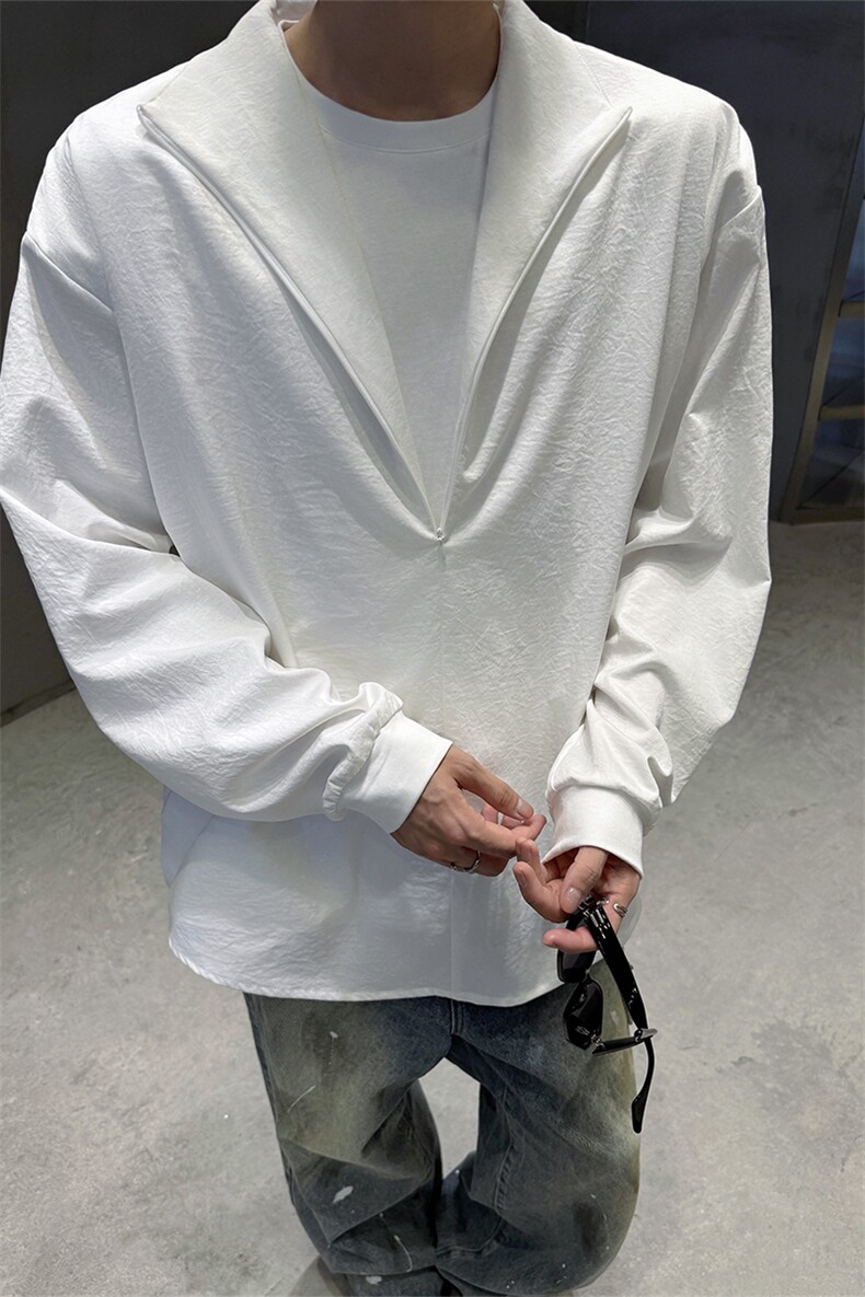 老钱风假两件春秋季轻薄男女混纺懒人休闲帅时尚宽松衬衫外套夹克,男装夹克,电商B319