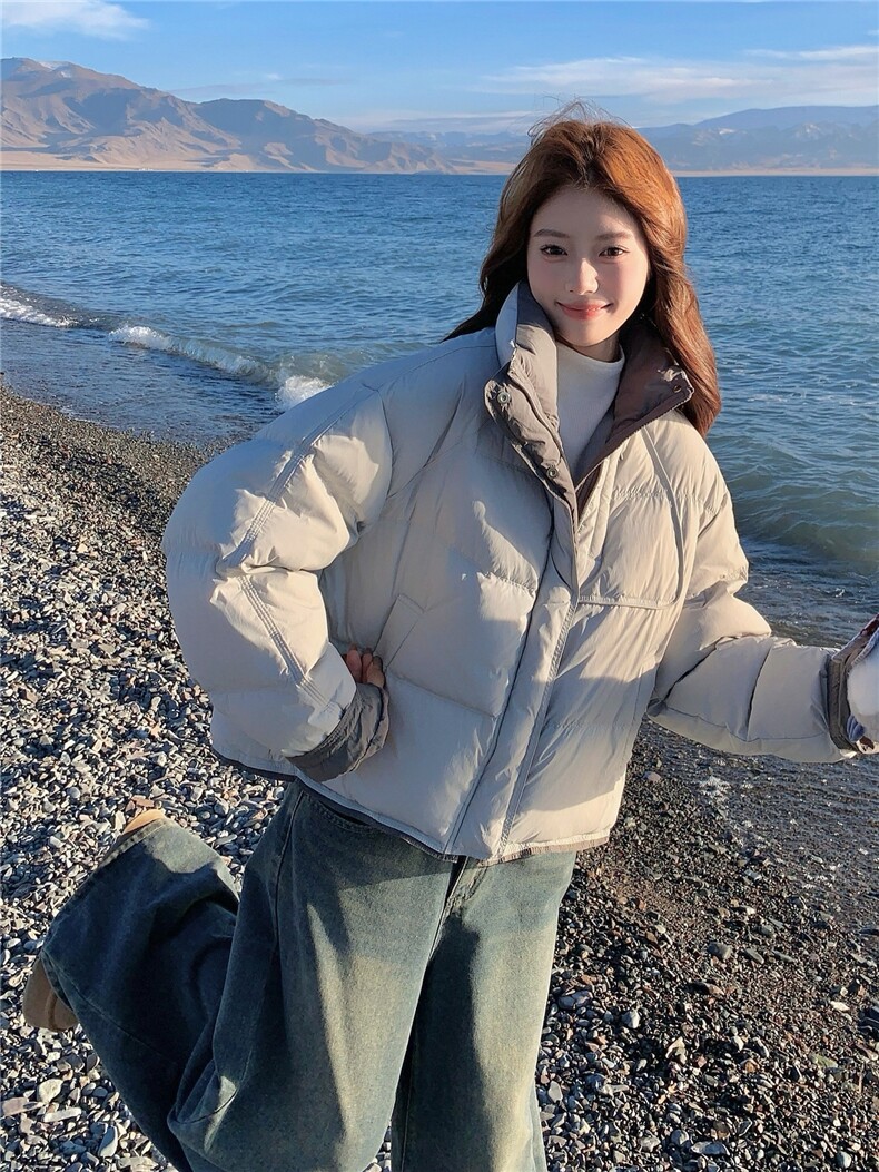 韩版学院风减龄加厚羽绒服女2025年冬季新款连帽保暖白鸭绒面包服,女装羽绒服,慧尚2-185