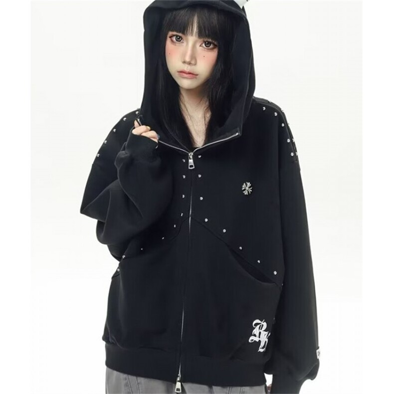 开衫卫衣男女春秋款2025新款连帽宽松休闲上衣卫衣外套WDX204,女装短外套,星座1116A（原606A-3）