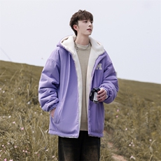 灯芯绒两面穿棉服男女羊羔毛棉衣外套冬季加厚棉袄M0811-P120，男装棉衣，星座308B-2